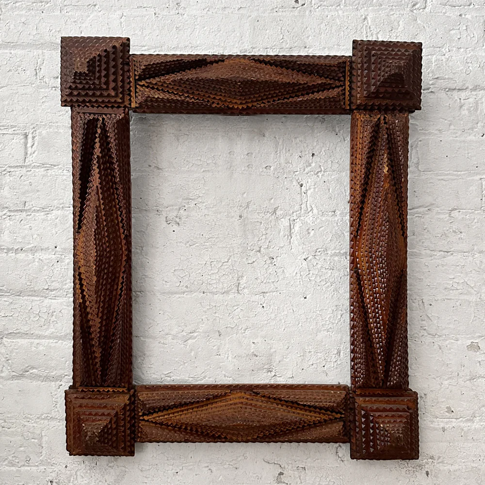20th Century Carved French Tramp Art Frame