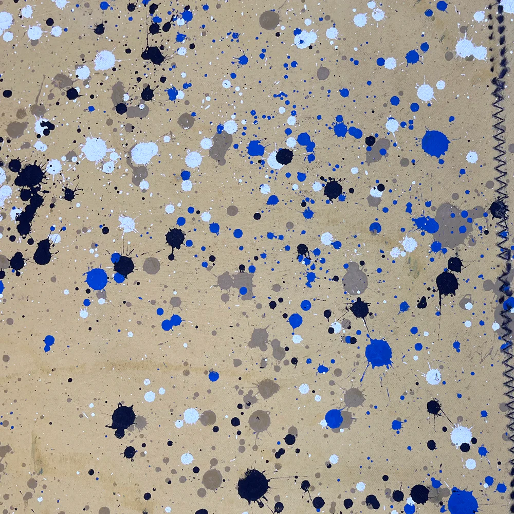 2'11" x 7'11" Black Point Mercantile Splatter Painted Canvas Mat #33 - Image 4