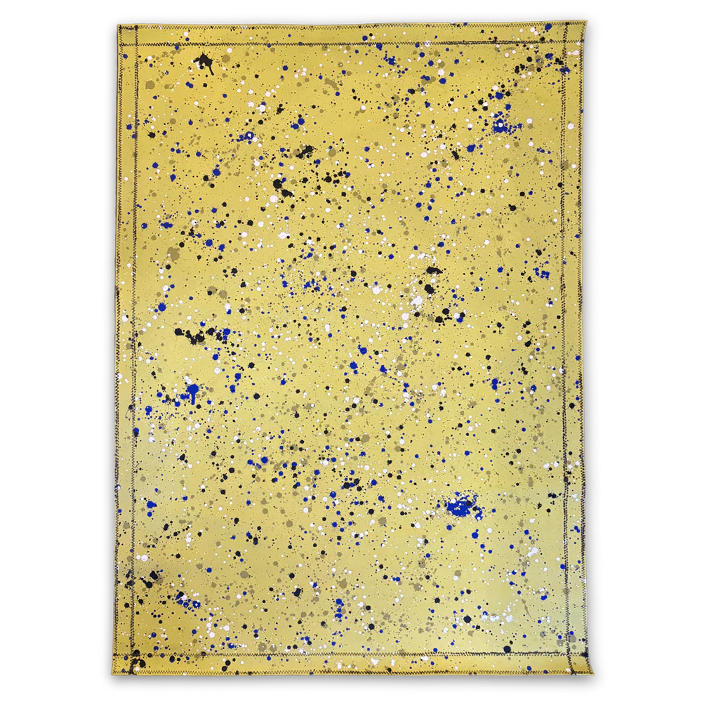 5'7.5" x 4' Black Point Mercantile Splatter Painted Canvas Mat #30