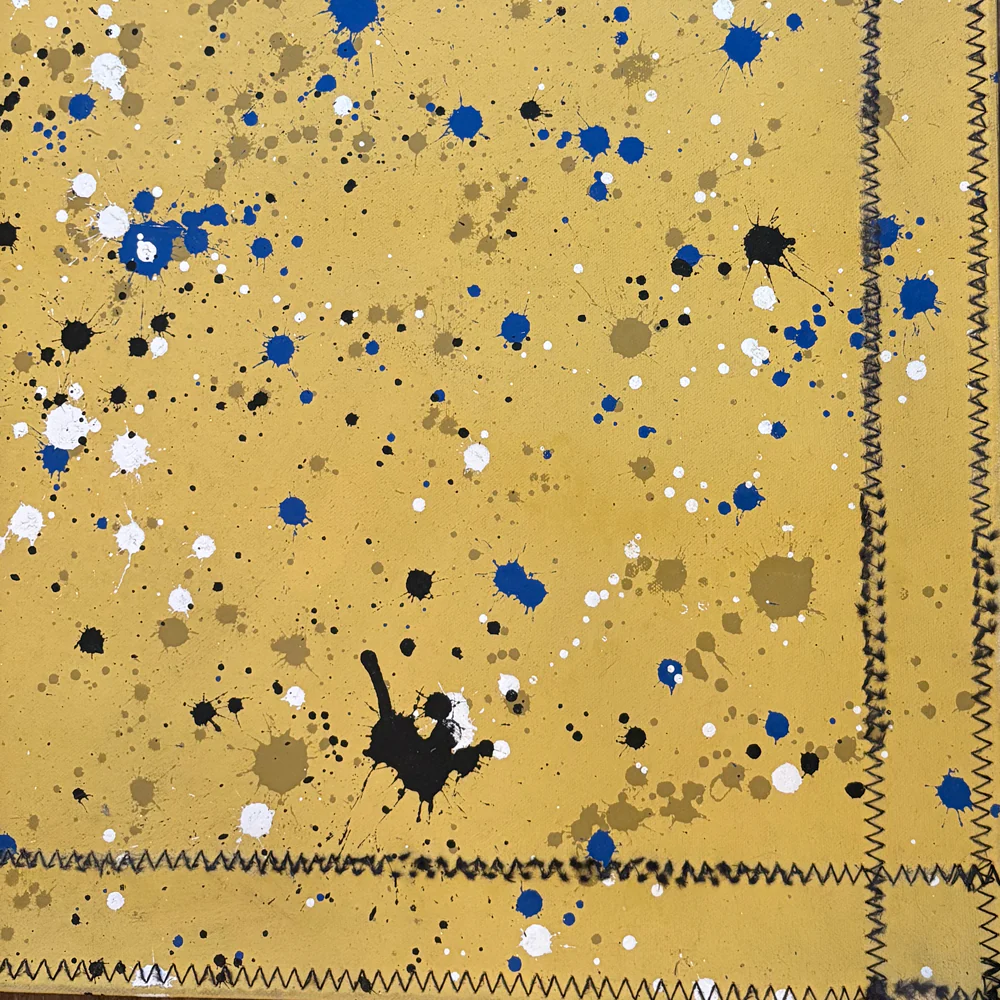 5'7.5" x 4' Black Point Mercantile Splatter Painted Canvas Mat #30 - Image 2
