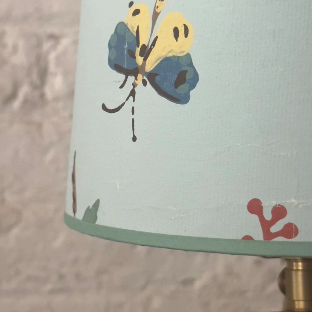 6.5" H Antique French Paper Custom Drum Lampshade Pair #A19 - Image 6