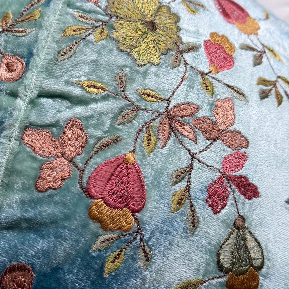 Abby Embroidered Big Silk Velvet Turtle in Shaded Lagoon - Image 2