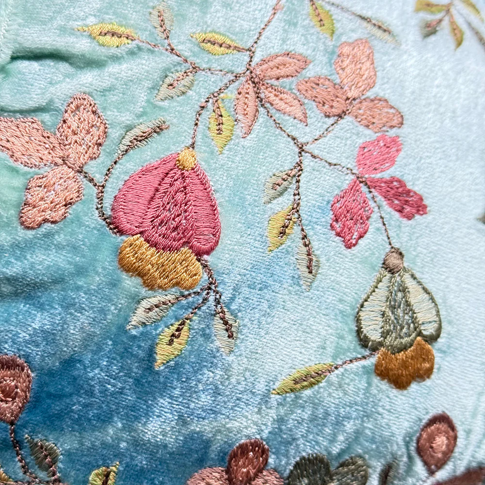 Abby Embroidered Big Silk Velvet Turtle in Shaded Lagoon - Image 3