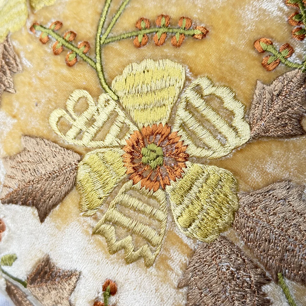 Alba Embroidered Big Silk Velvet Turtle in Corn Yellow - Image 3