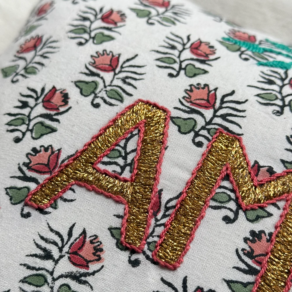 "Amour" Embroidered Cushion (26-06) - Image 2
