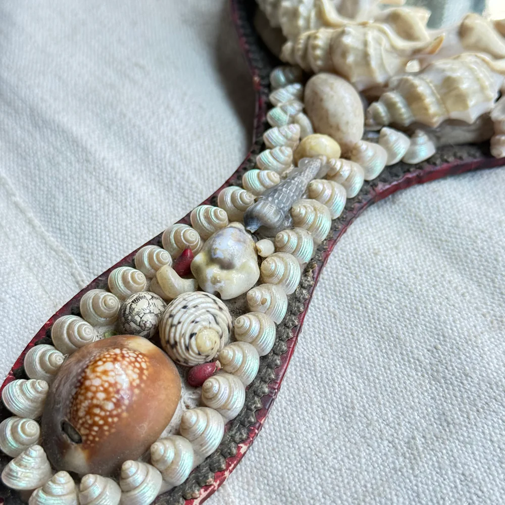 Antique Victorian Shell Work Hand Mirror - Image 3