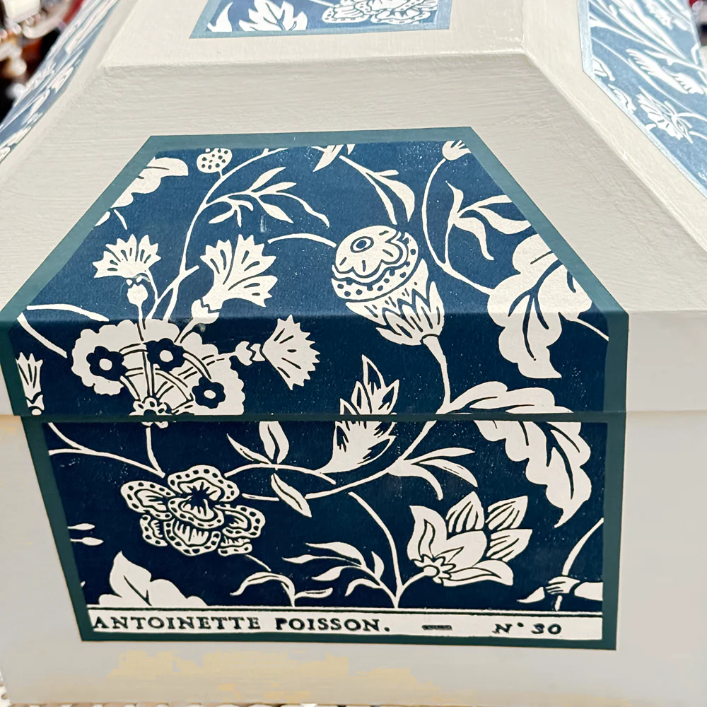 Antoinette Poisson Large Wedding Box in Indienne Indigo" No. 30C - Image 5