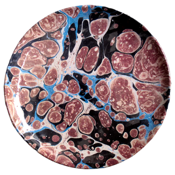 Black Blue & Red Marble Dinner Plate