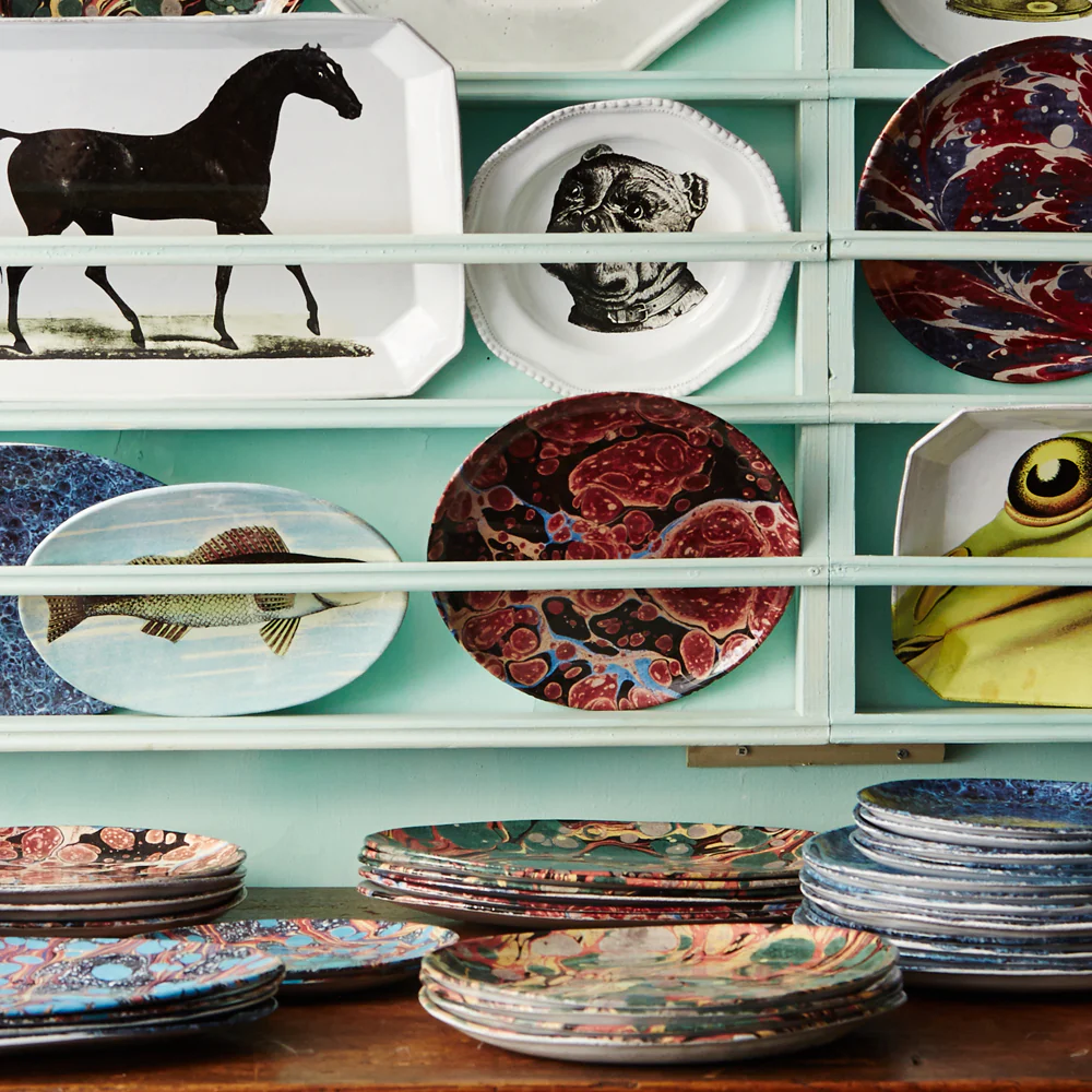 Black Blue & Red Marble Dinner Plate - Image 2