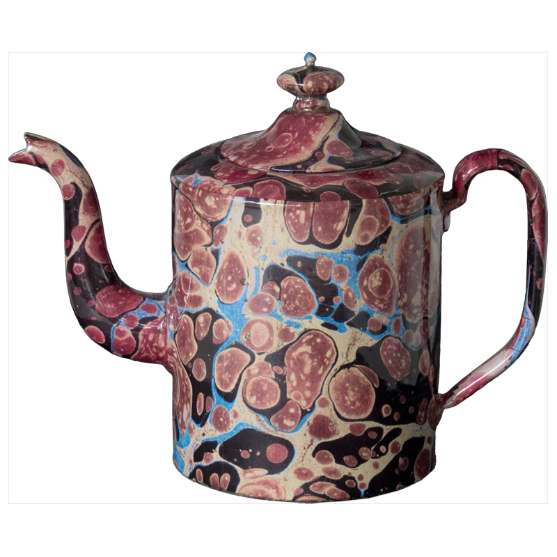 Black Blue & Red Marble Teapot- Large