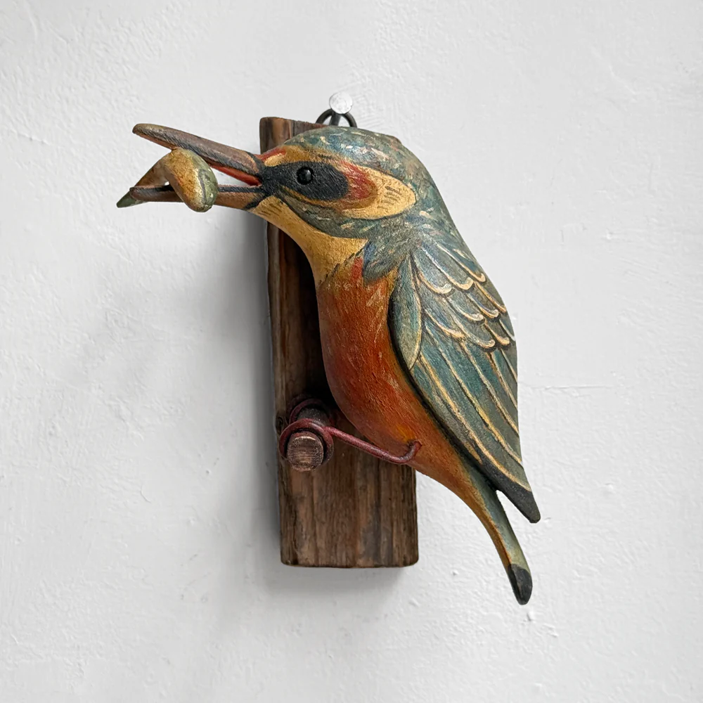 Black Forest Carved Bird with Fish (#12-12)