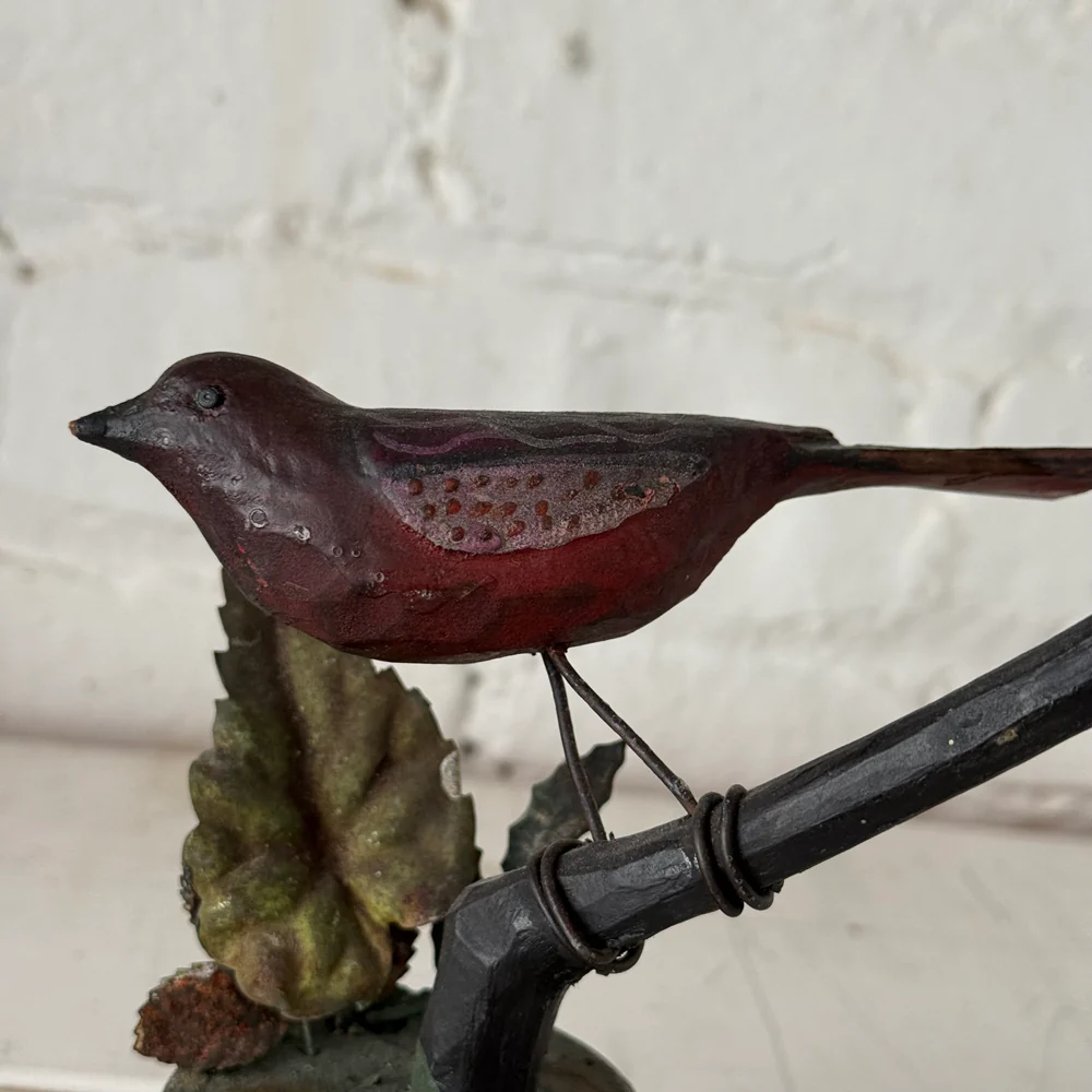 Black Forest Carved Perched Bird on Clay Pot (#4) - Image 3