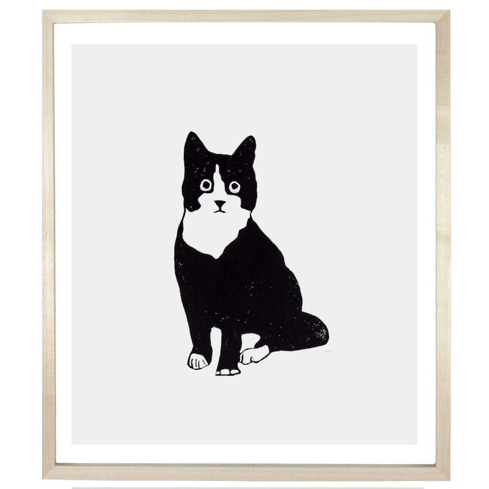 Black & White Seated Cat