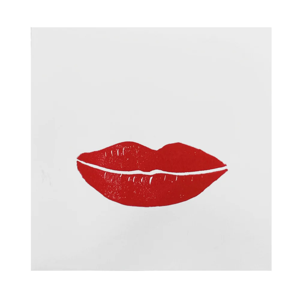 Block Printed Large Lips Folded Card