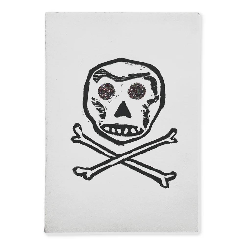 Block Printed Skull Folded Card