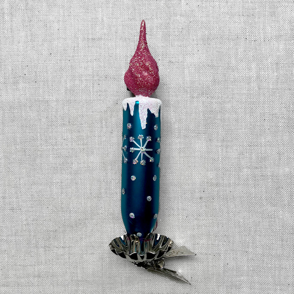 Blue & Pink Candle Clip-On Ornament - Image 2