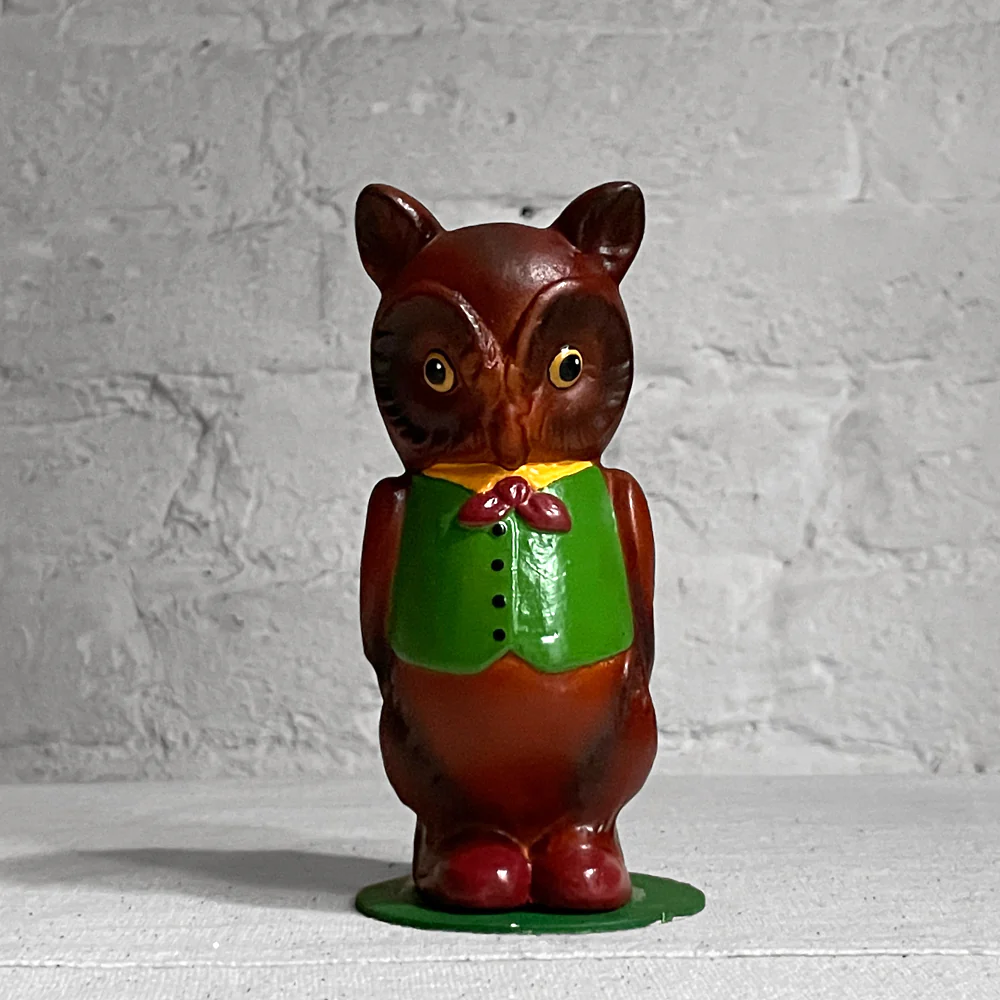 Ino Schaller Brown Owl in Green Vest Candy Box