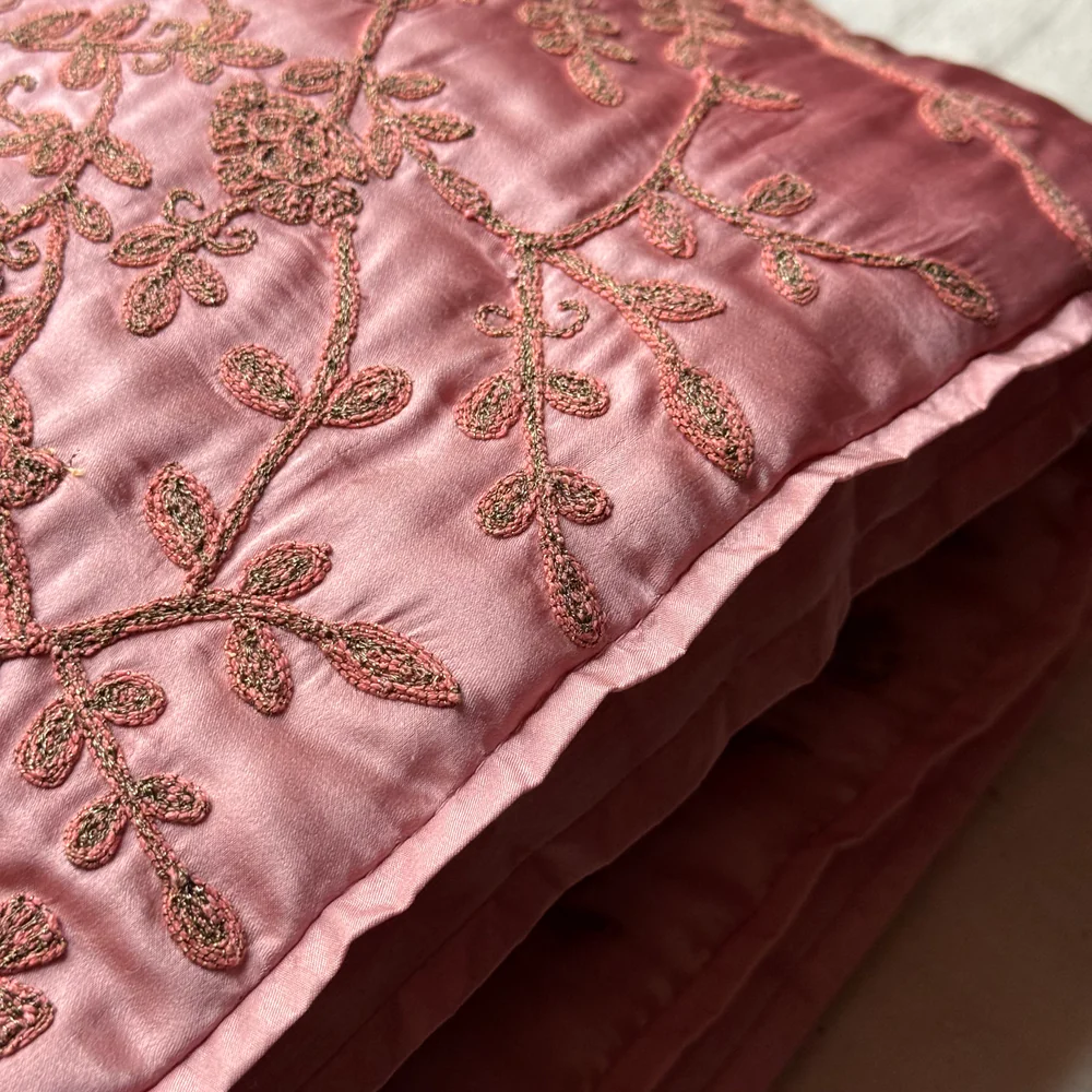 Cannes Embroidered Silk Throw in Rose - Image 5