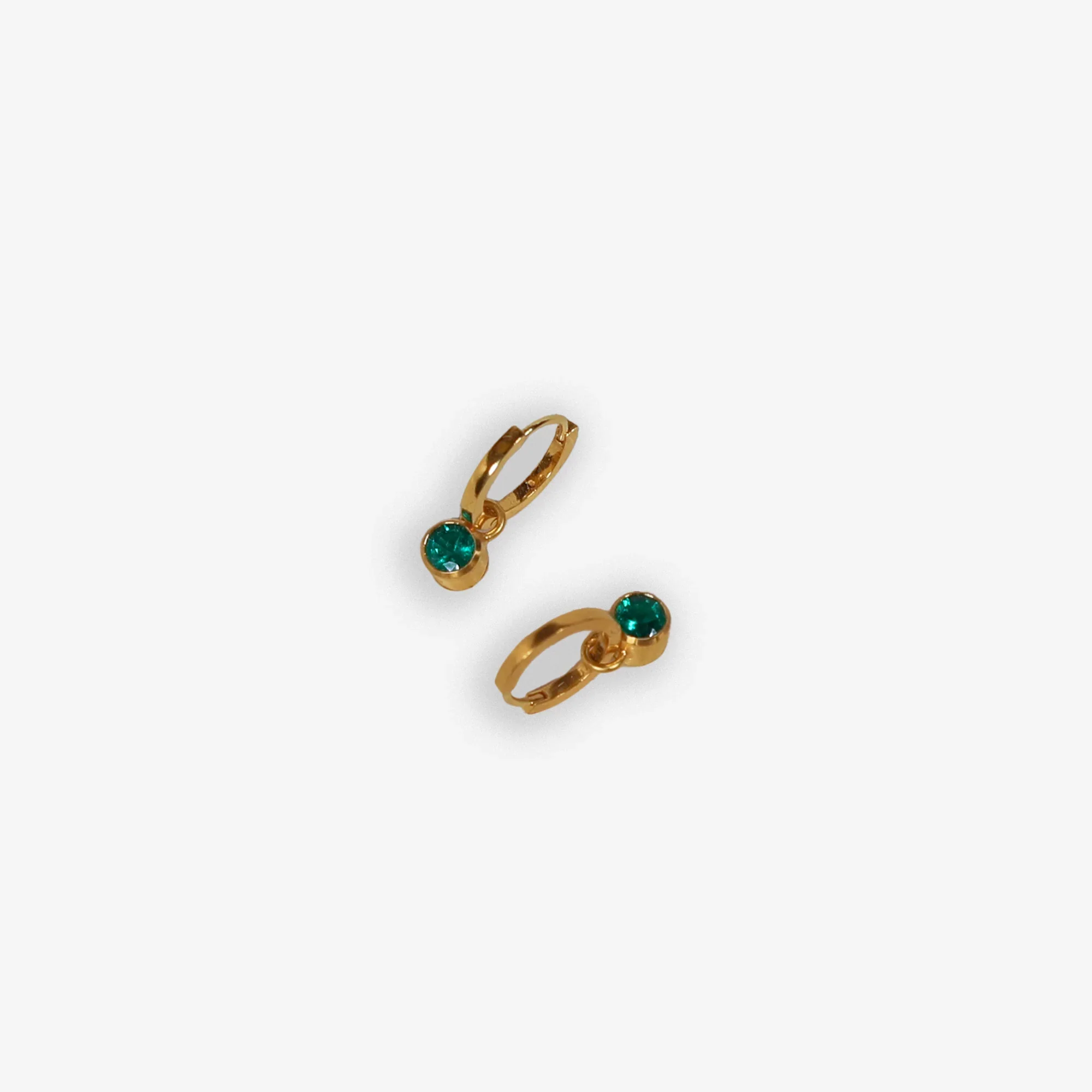 Colombian Emerald Huggie Hoop Drop Earrings - Image 2