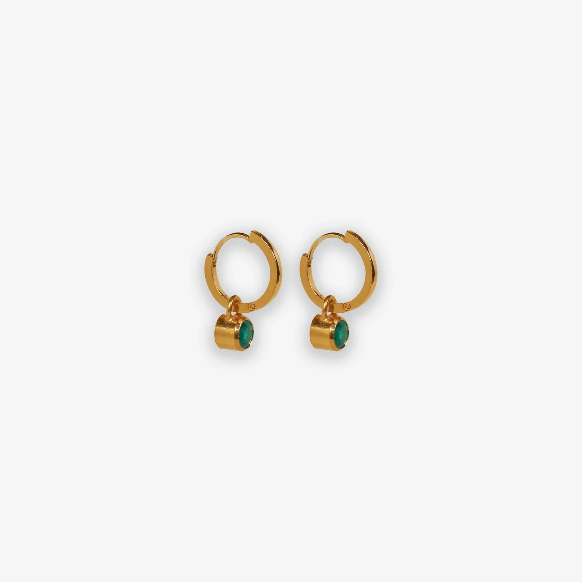 Colombian Emerald Huggie Hoop Drop Earrings - Image 3
