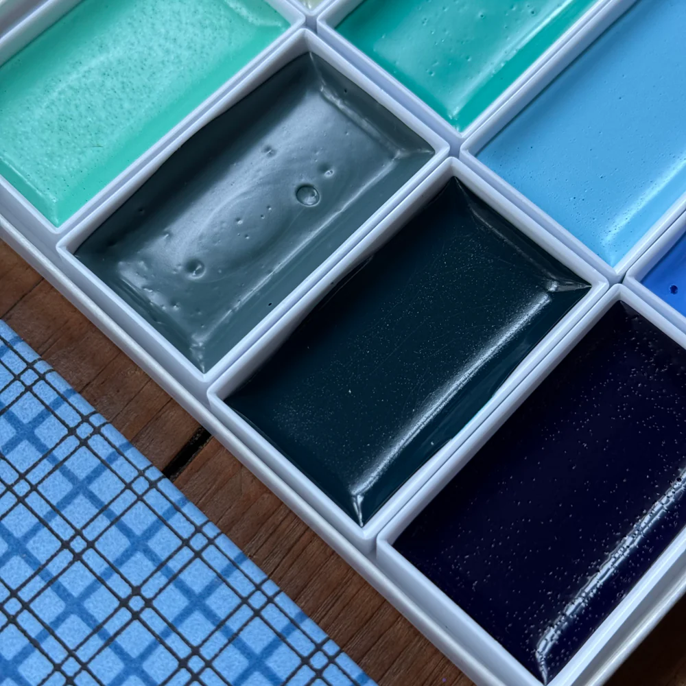 Colorama 8 Japanese Gansai Watercolor Set in Blue - Image 2