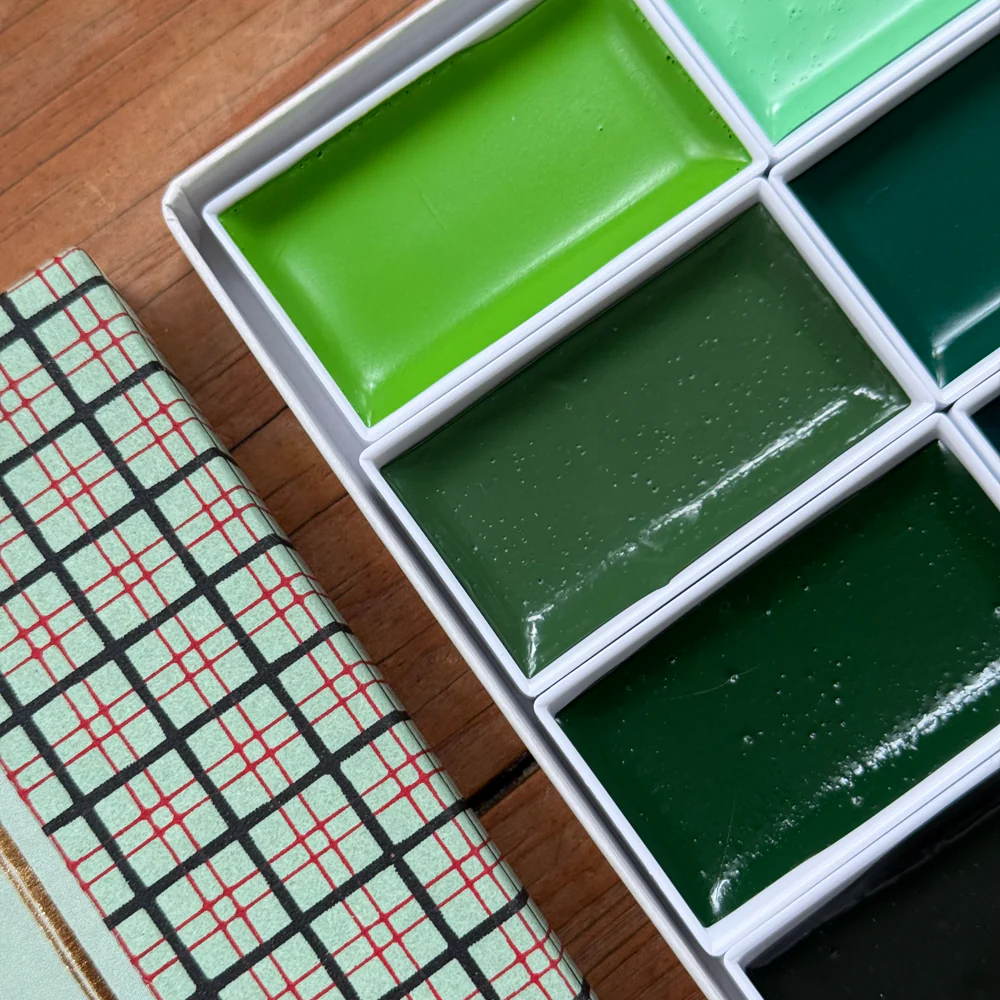 Colorama 8 Japanese Gansai Watercolor Set in Green - Image 2