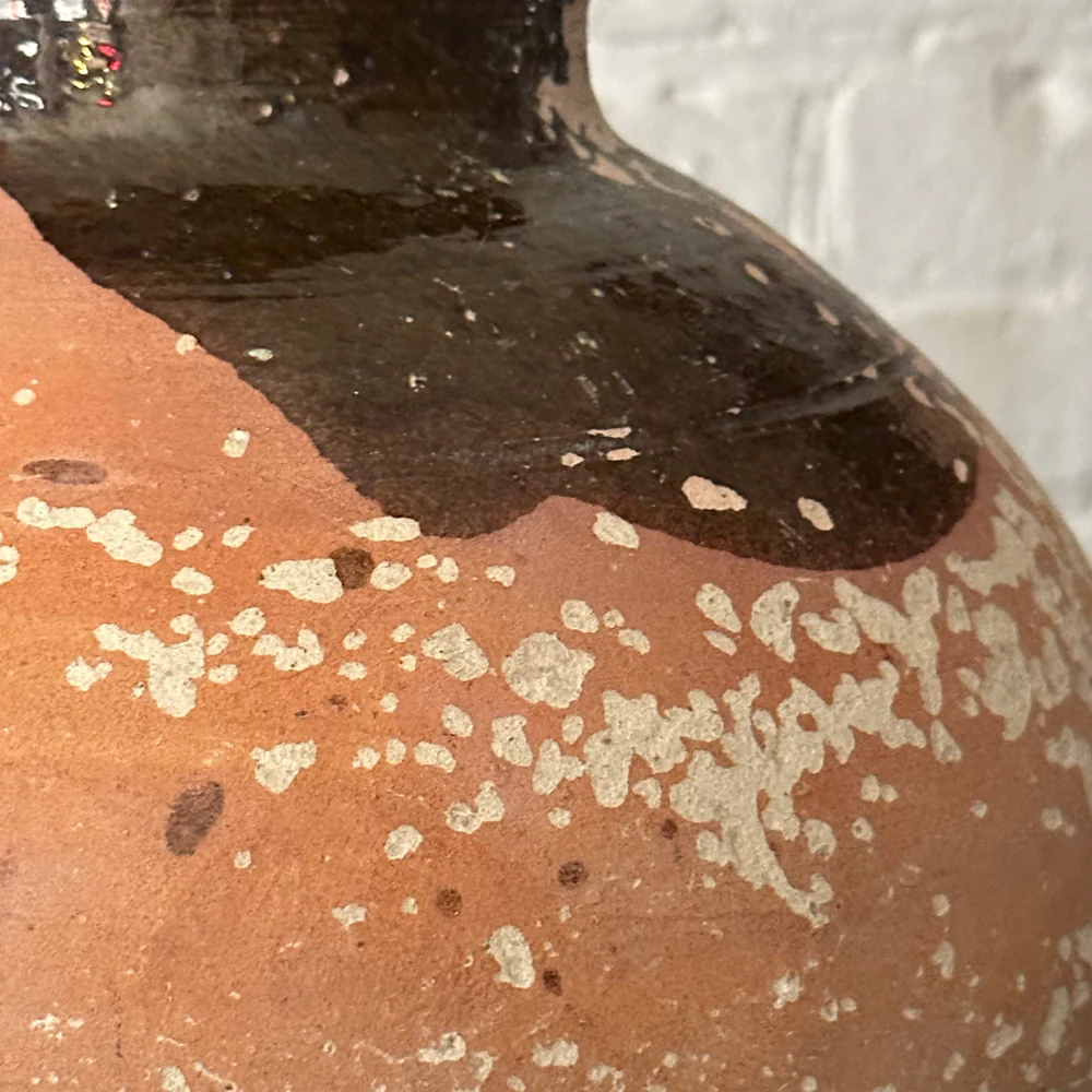19th Century French Ceramic Pitcher Brown Glaze with Accents (CV09) - Image 2