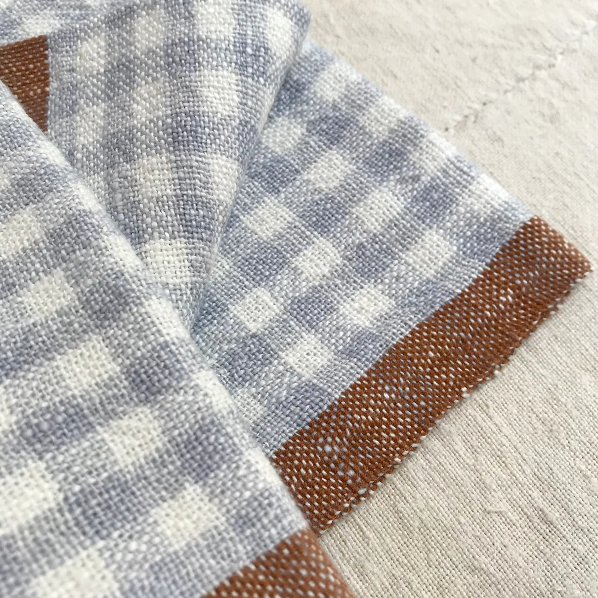 Gingham Tea Towel in Blue & Cognac - Image 2