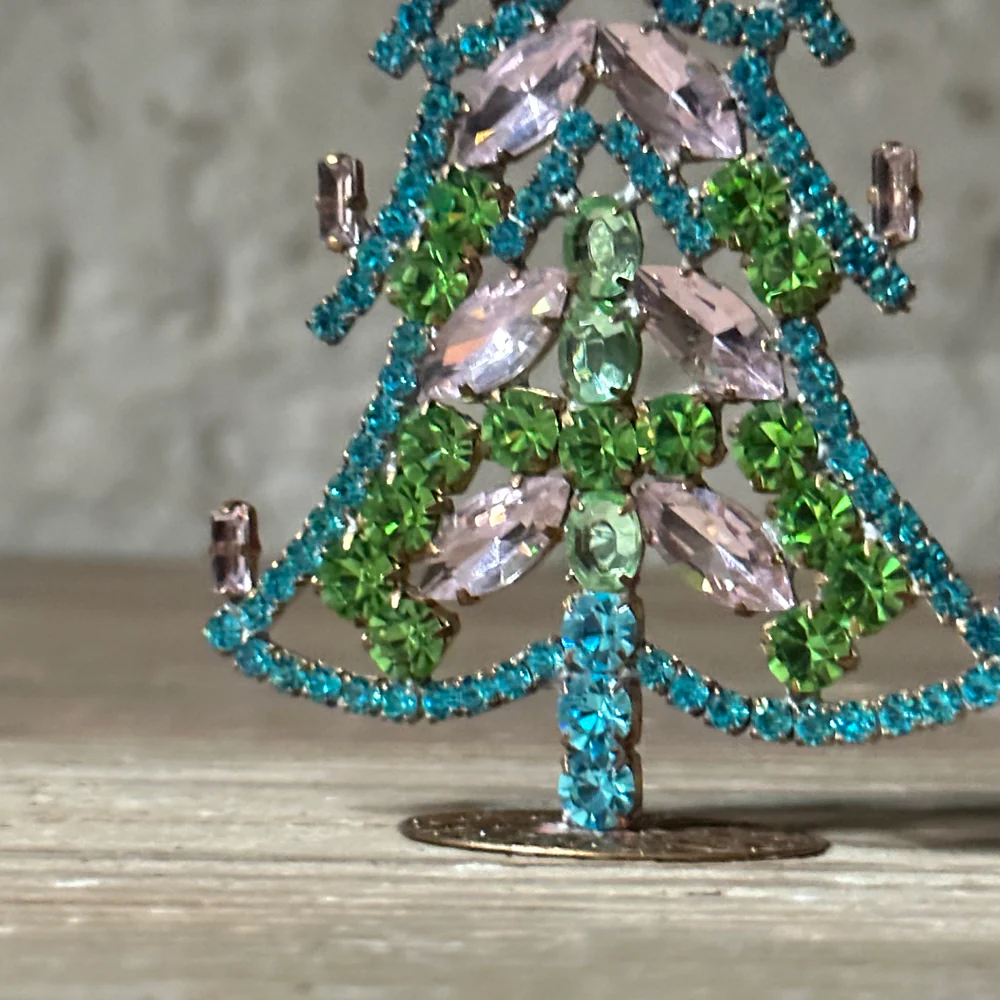 Small Nostalgic Jeweled Clear Candles Glass Crystal Tree - Image 2