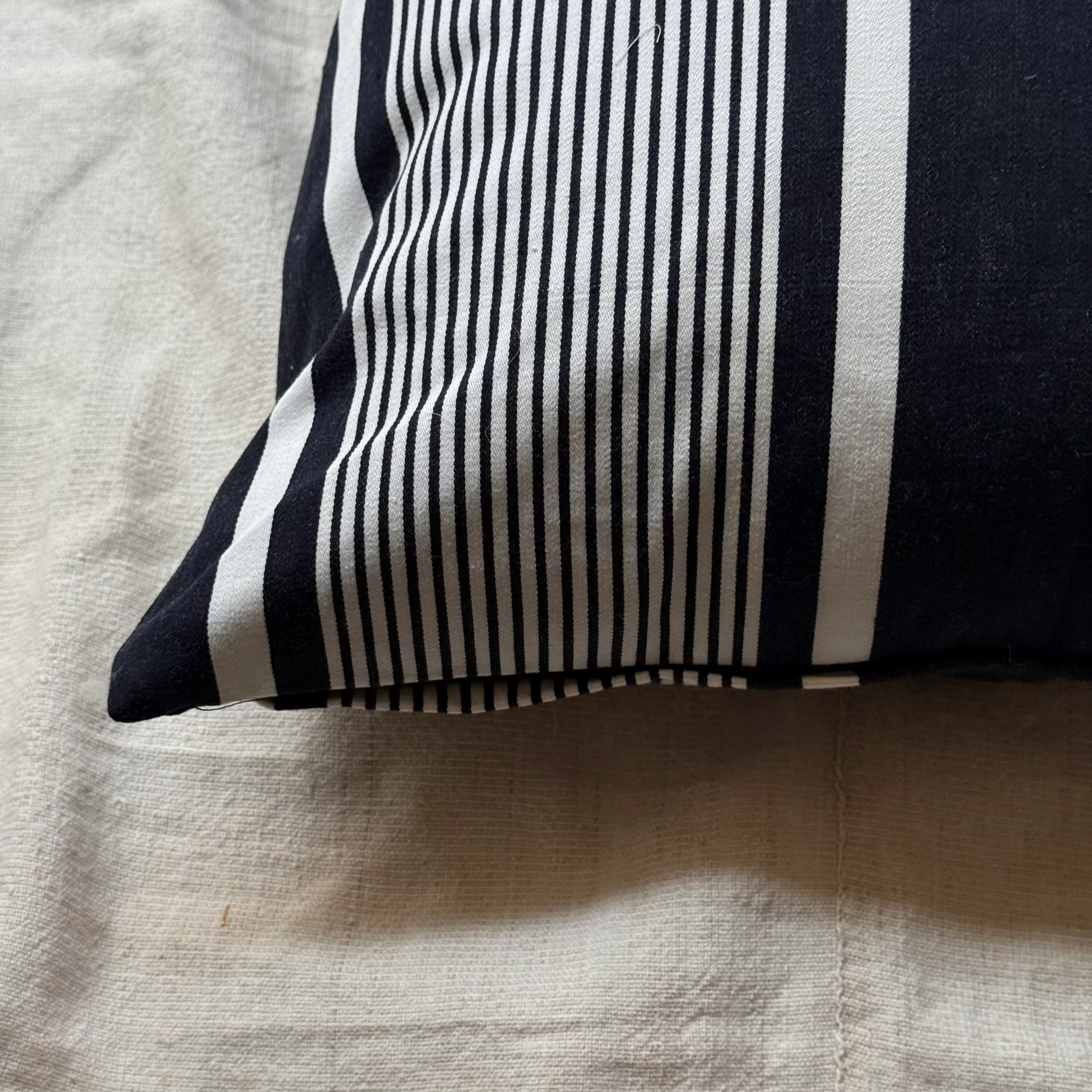 Custom 19th-century French Ticking Pillow (#3-09) - Image 2