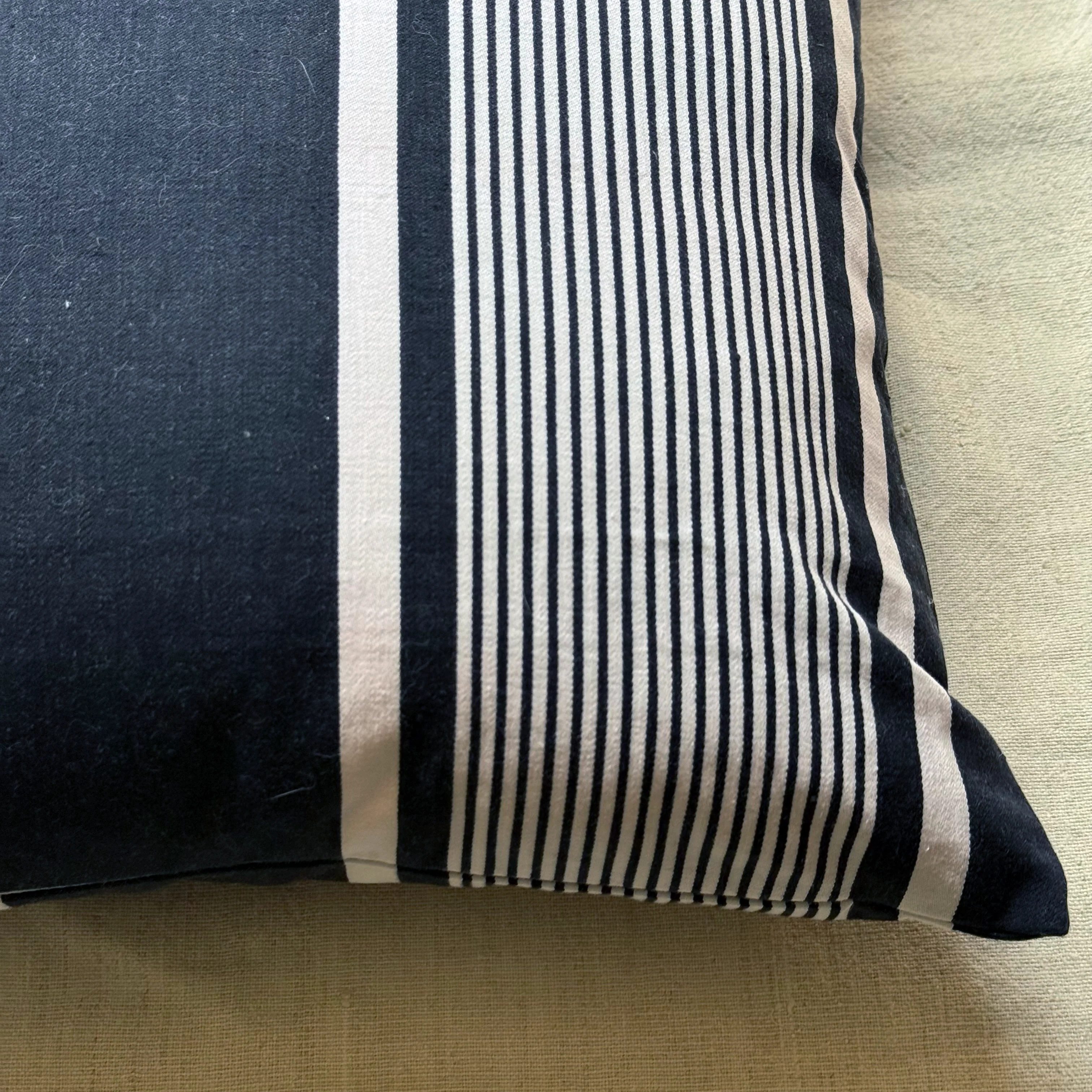 Custom 19th-century French Ticking Pillow (#3-10) - Image 2