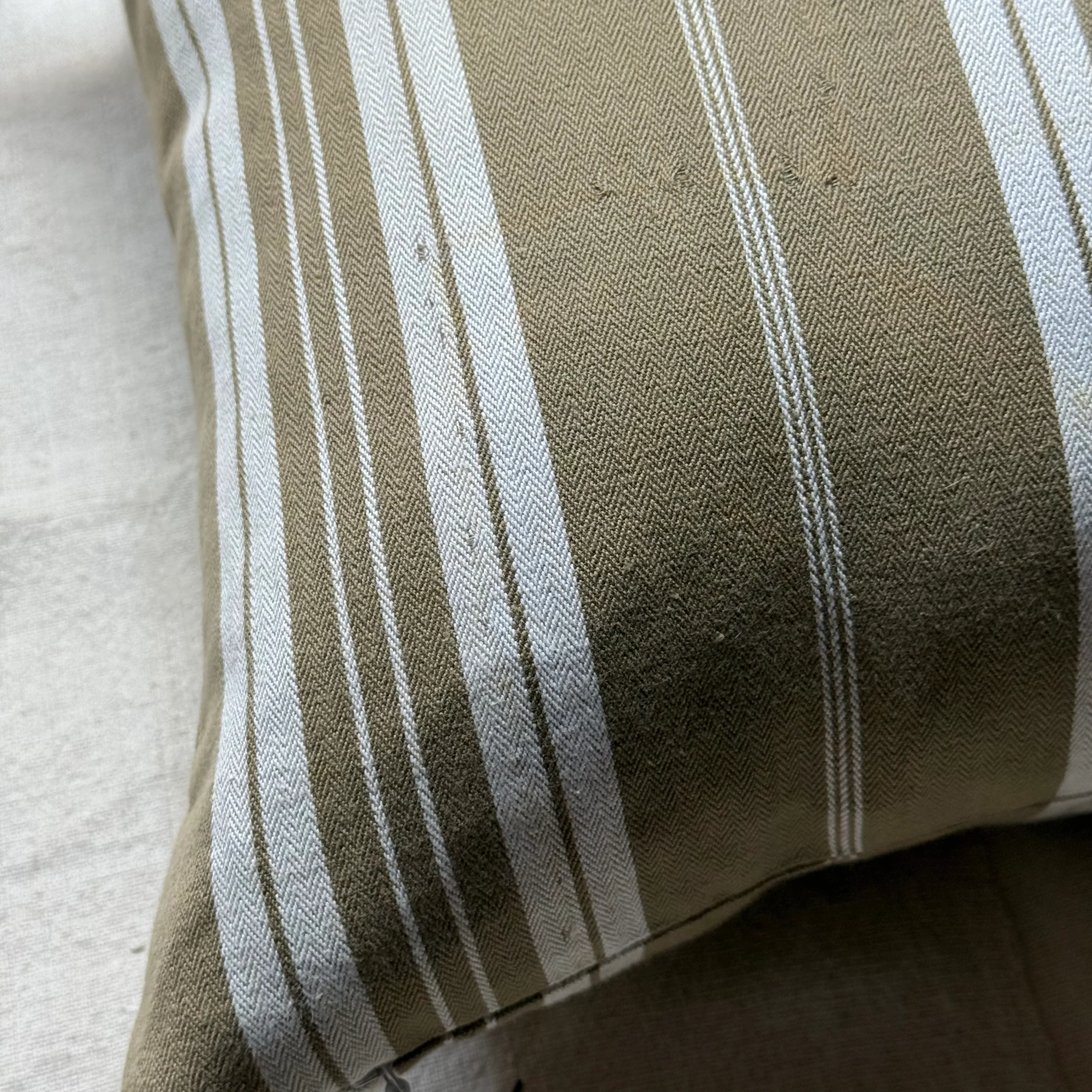 Custom 19th-century French Ticking Pillow (#3-17) - Image 2