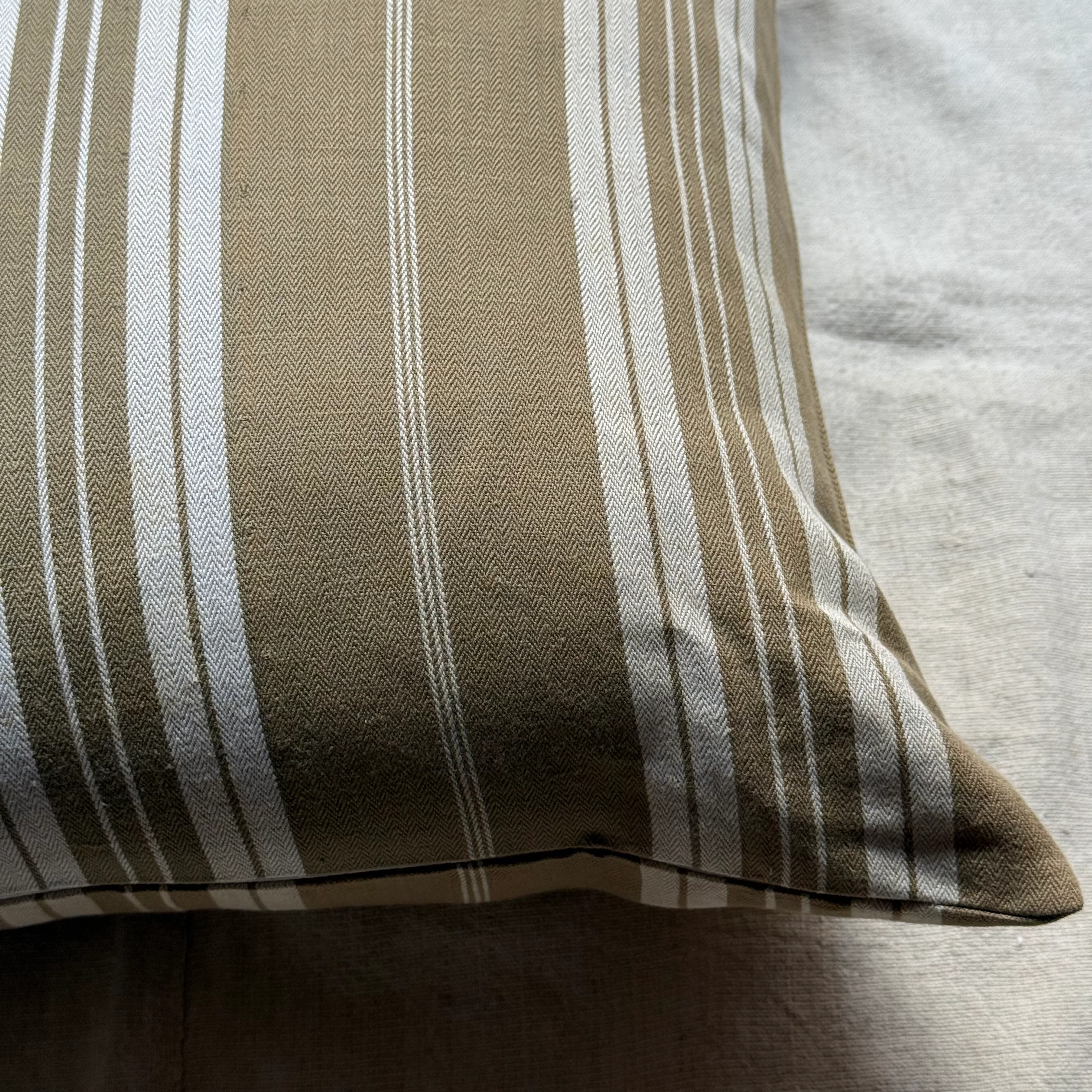 Custom 19th-century French Ticking Pillow (#3-19) - Image 2