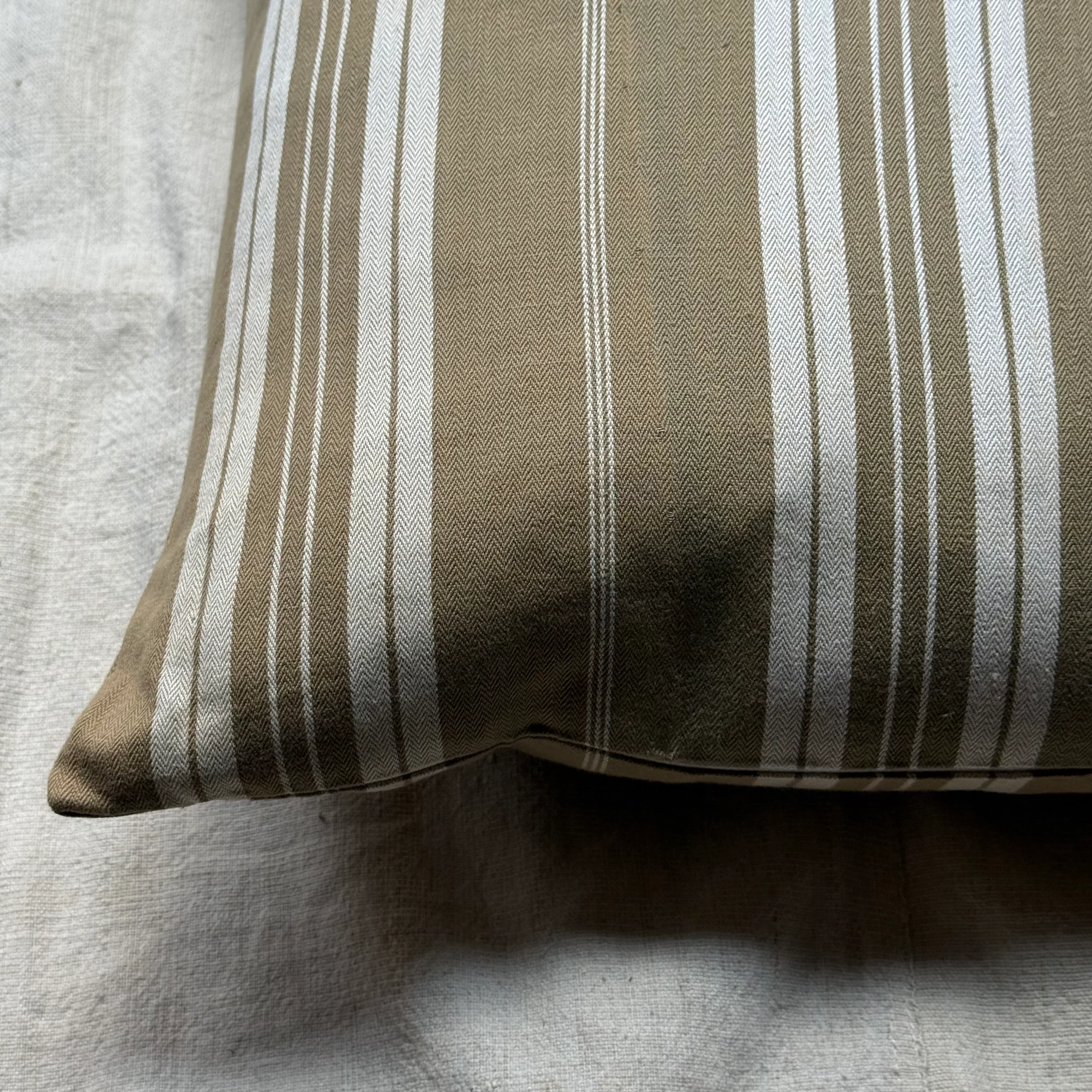 Custom 19th-century French Ticking Pillow (#3-20) - Image 2