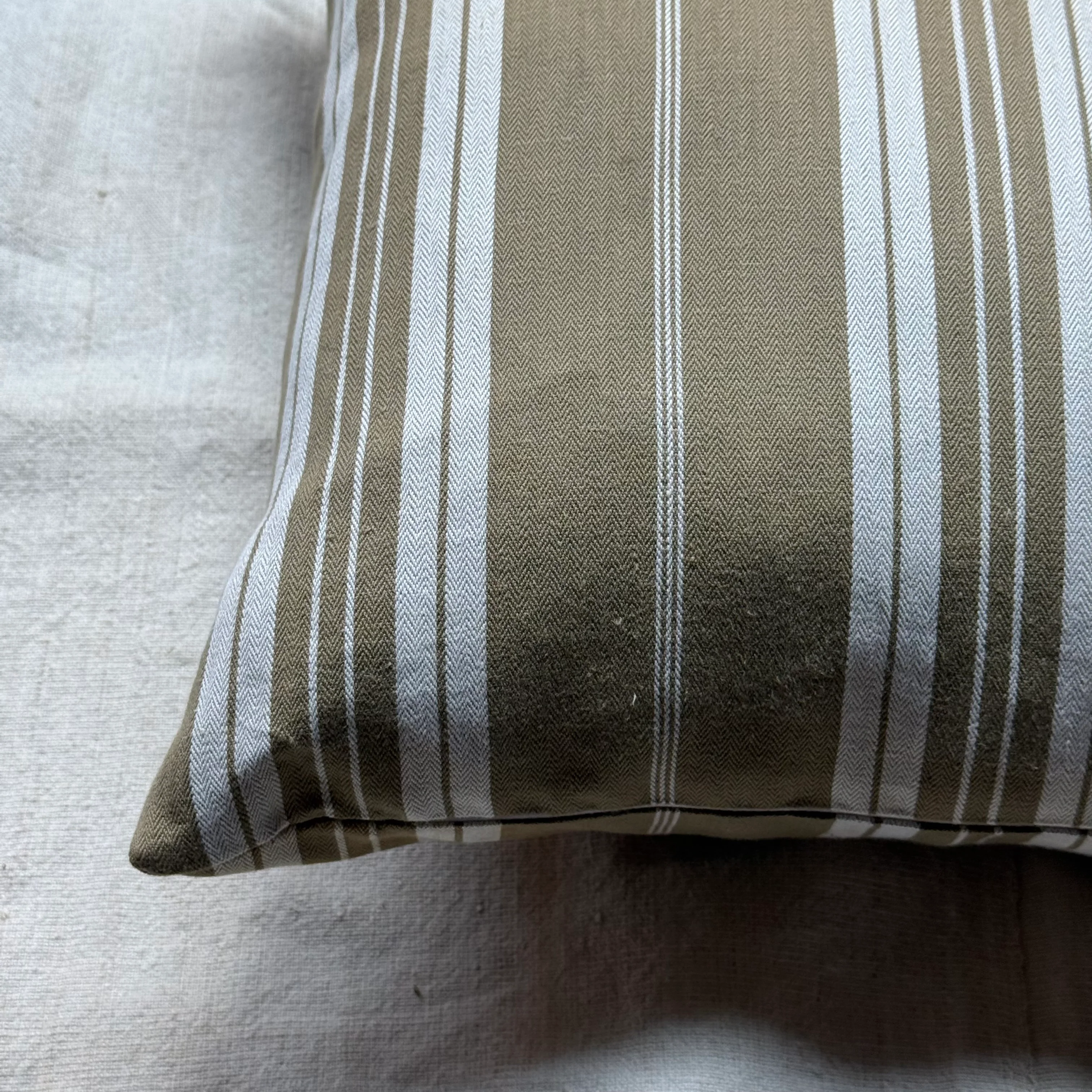 Custom 19th-century French Ticking Pillow (#3-21) - Image 3