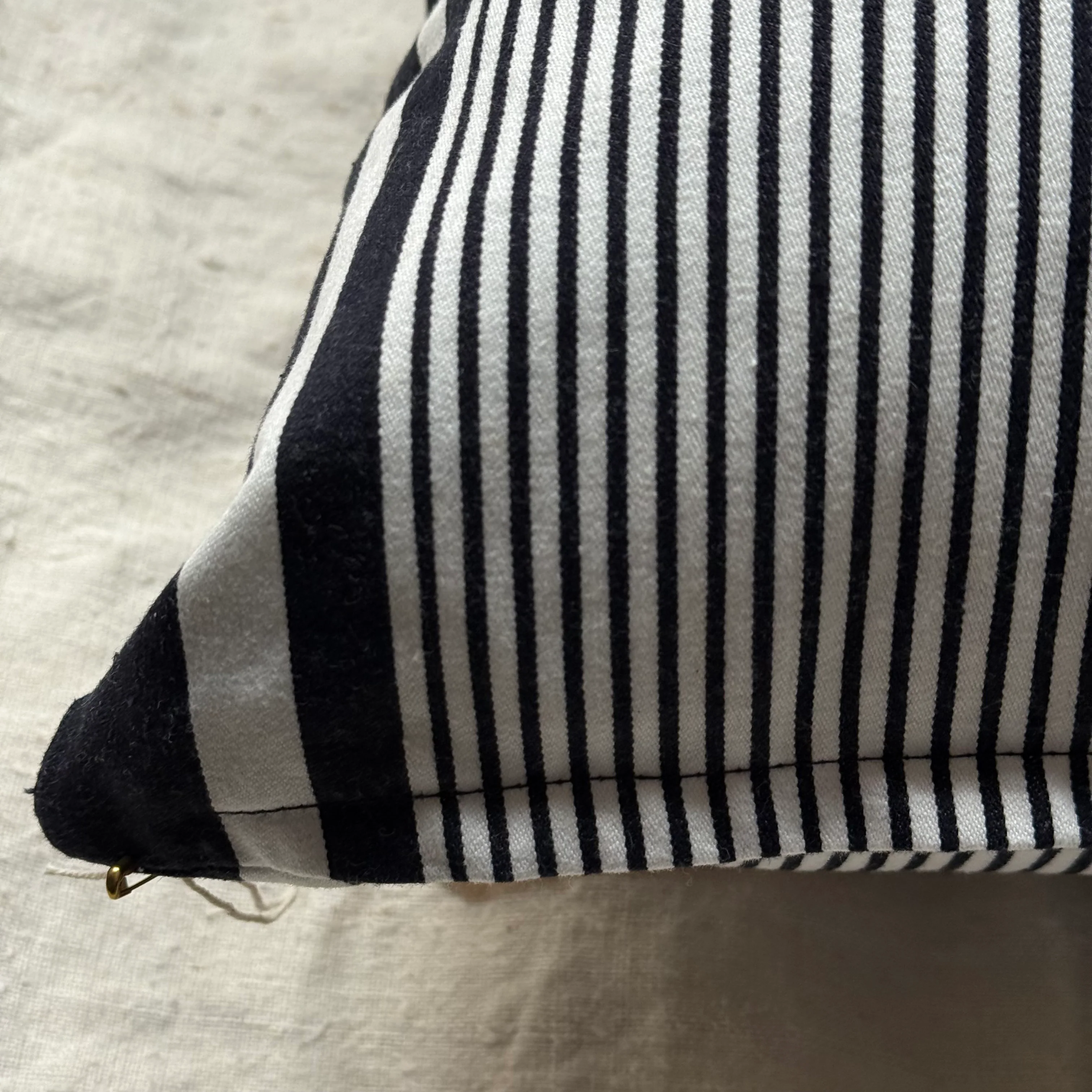 Custom 19th-century French Ticking Pillow (#3-24) - Image 3