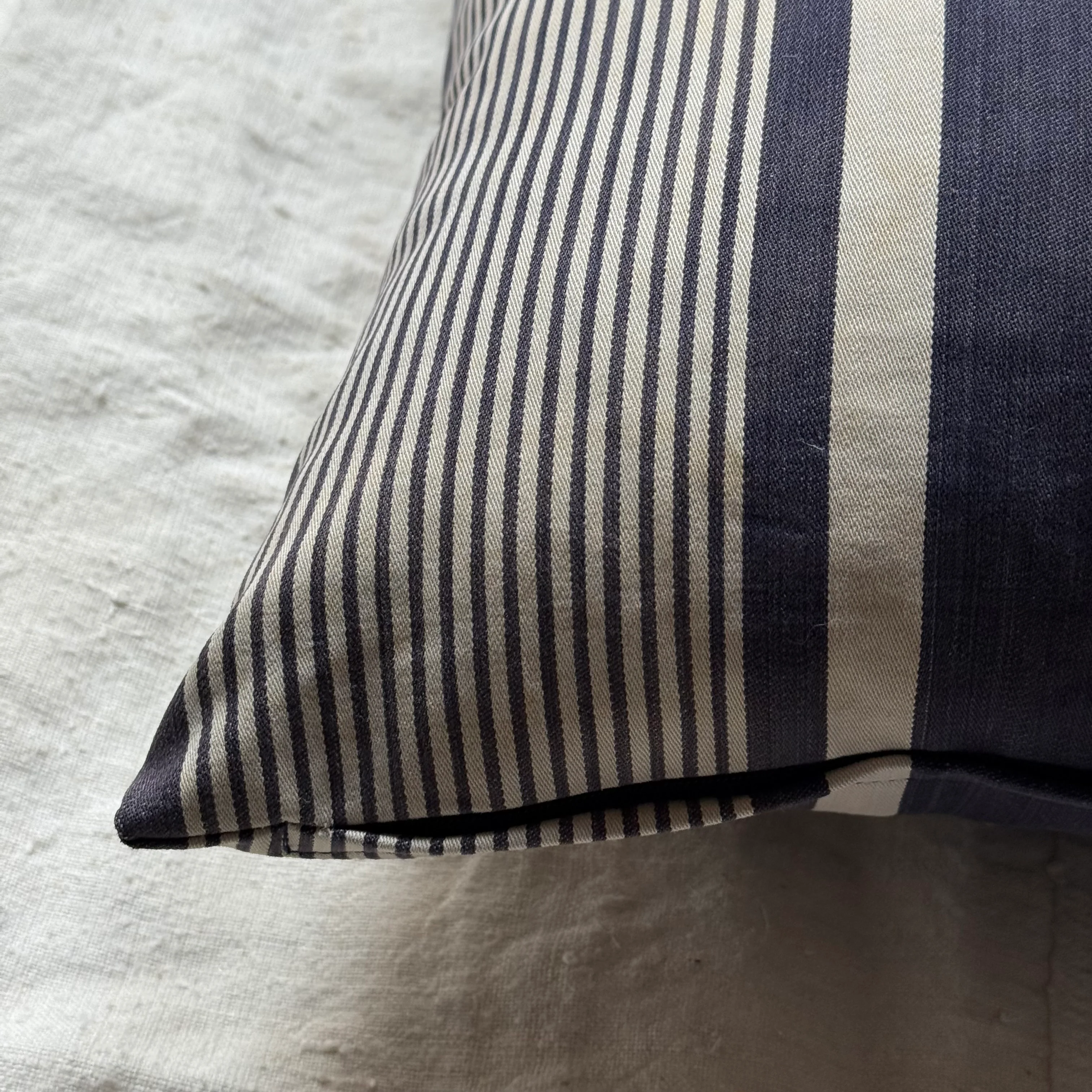Custom 19th-century French Ticking Pillow (#3-25) - Image 4
