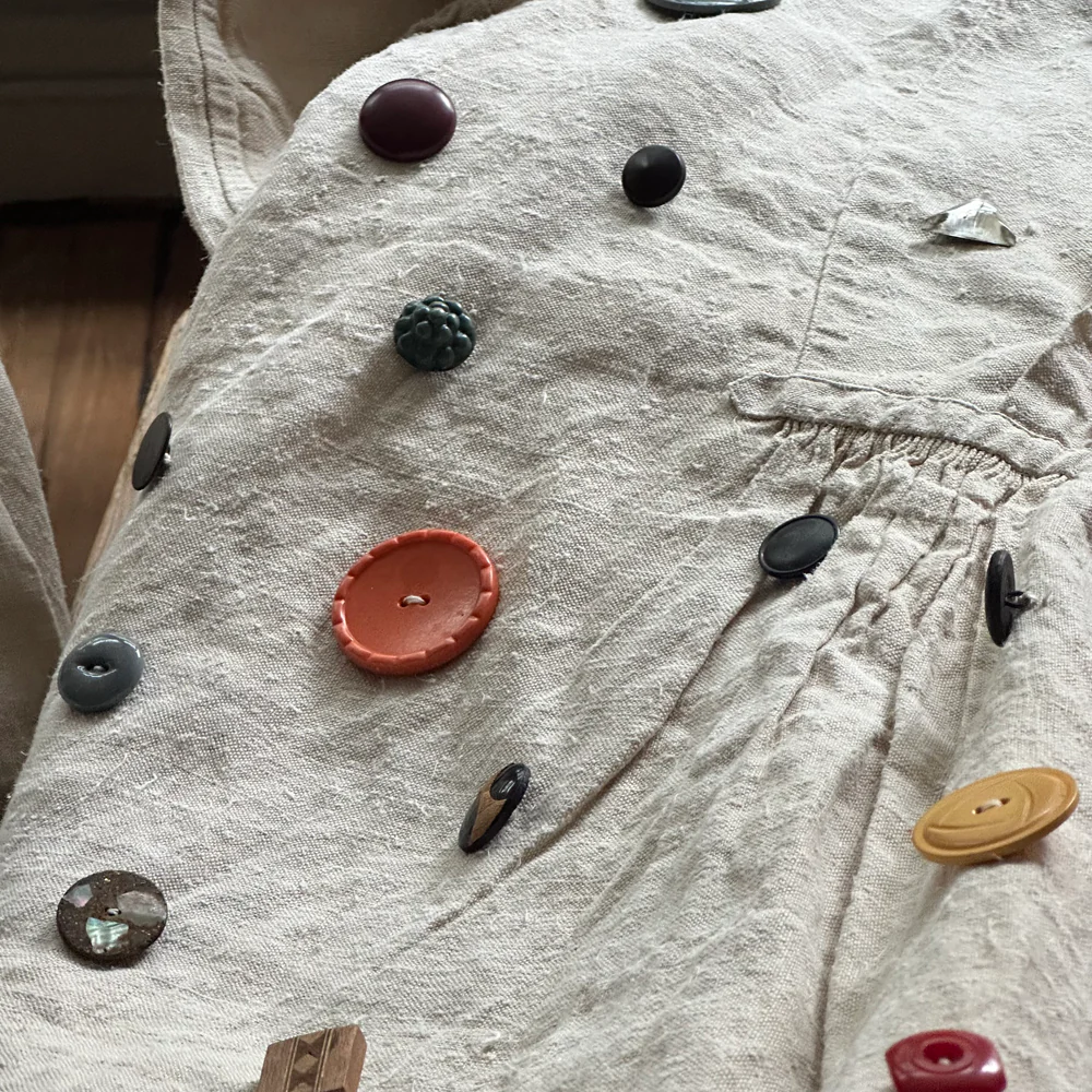 Custom 19th-century Linen Night Shirt with Vintage Buttons (#7) - Image 7