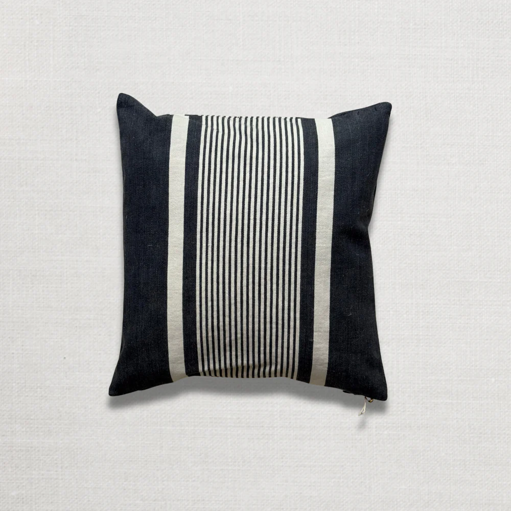 Custom 19th-century Small French Ticking Pillow (#35)