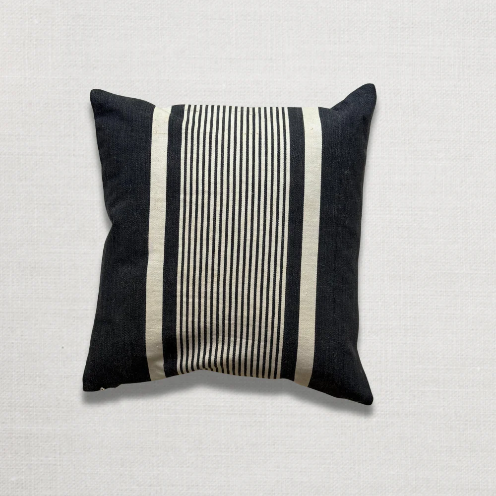 Custom 19th-century Small French Ticking Pillow (#35) - Image 2