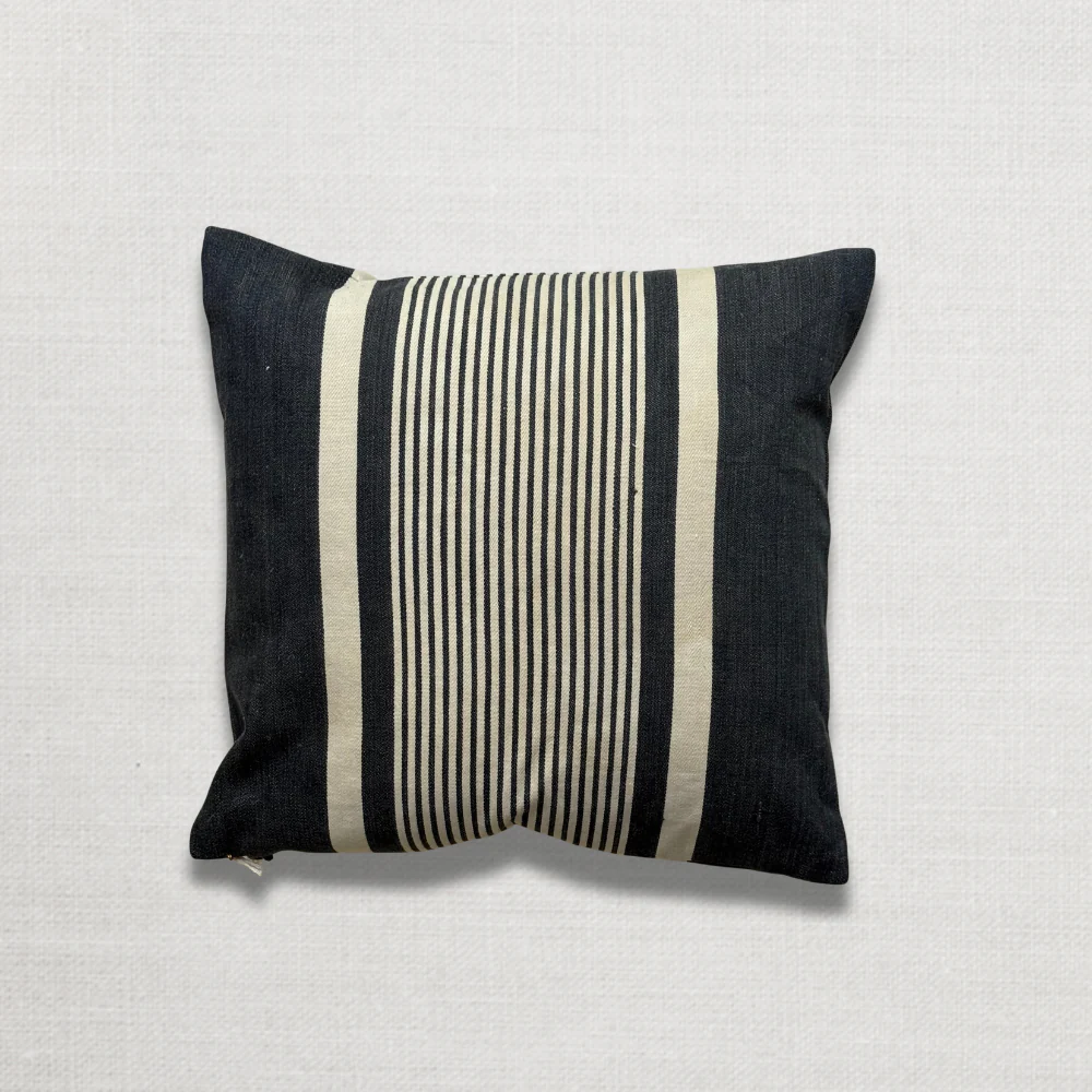 Custom 19th-century Small French Ticking Pillow (#36)