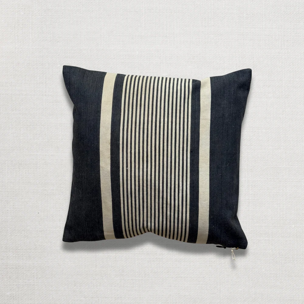 Custom 19th-century Small French Ticking Pillow (#36) - Image 2