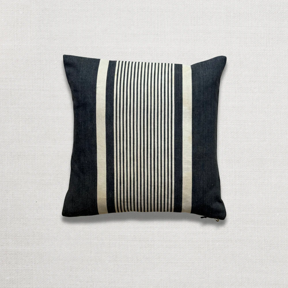 Custom 19th-century Small French Ticking Pillow (#37)