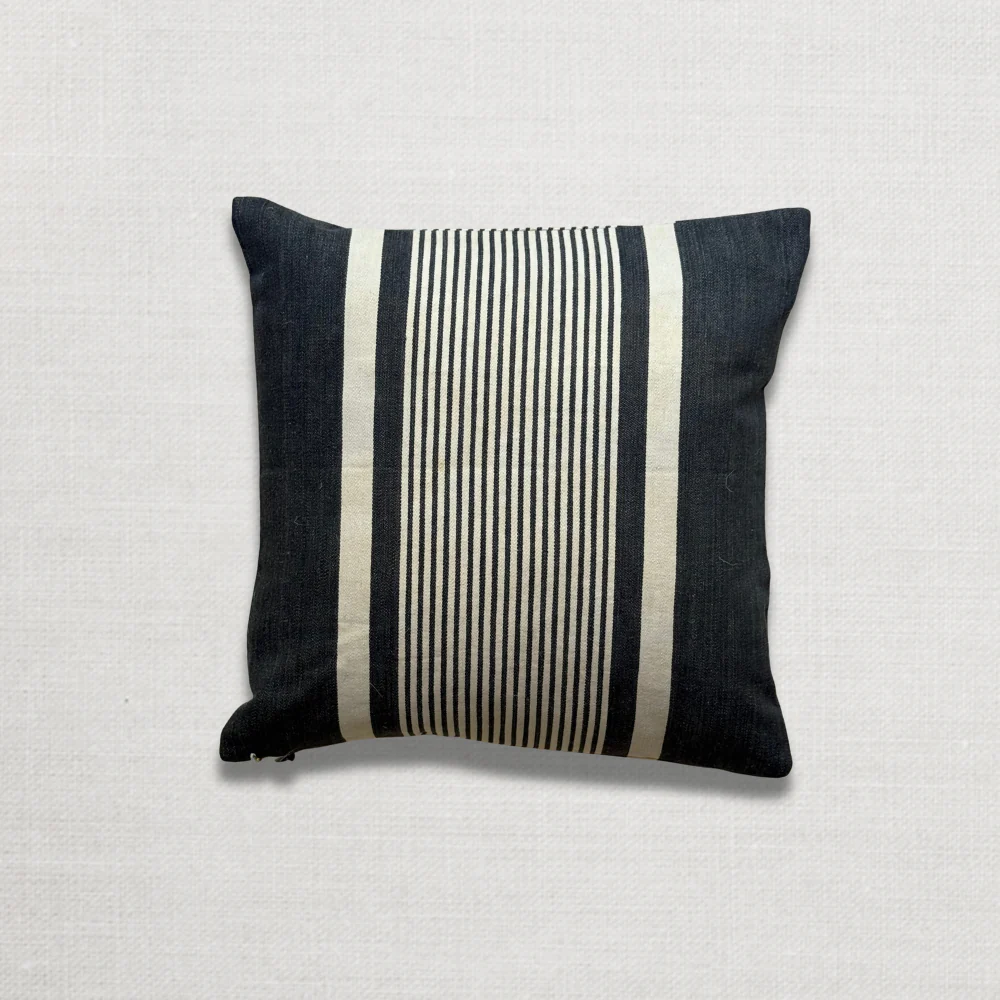 Custom 19th-century Small French Ticking Pillow (#37) - Image 2