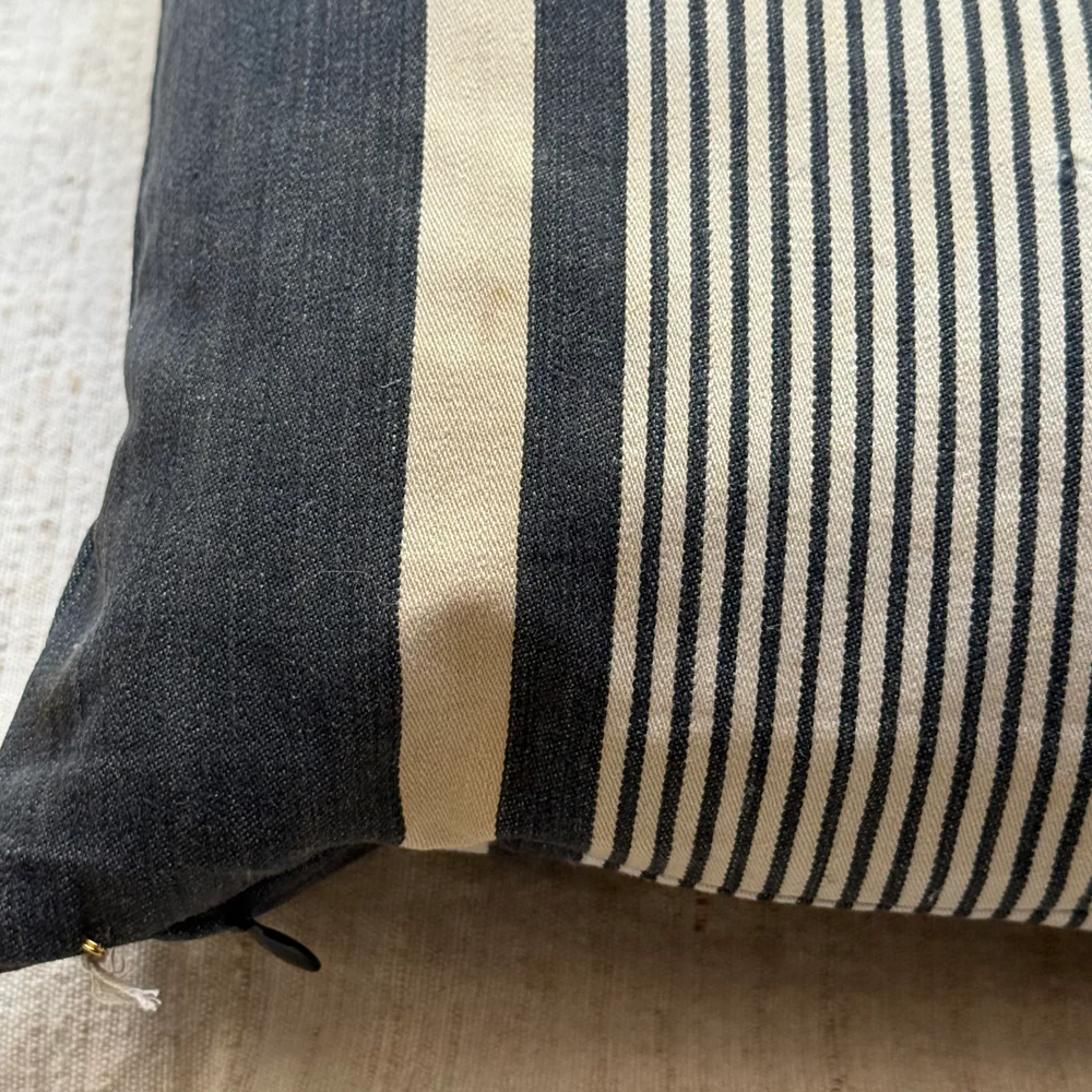 Custom 19th-century Small French Ticking Pillow (#38) - Image 5