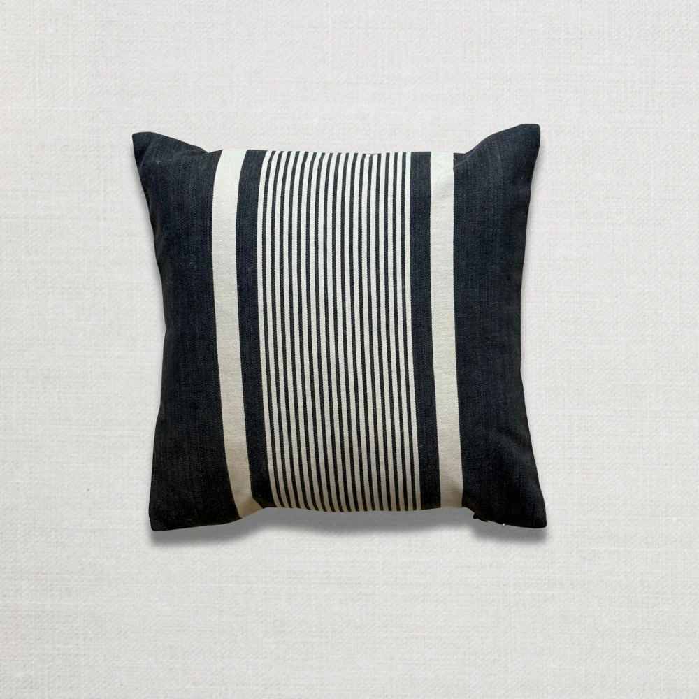 Custom 19th-century Small French Ticking Pillow (#39) - Image 2