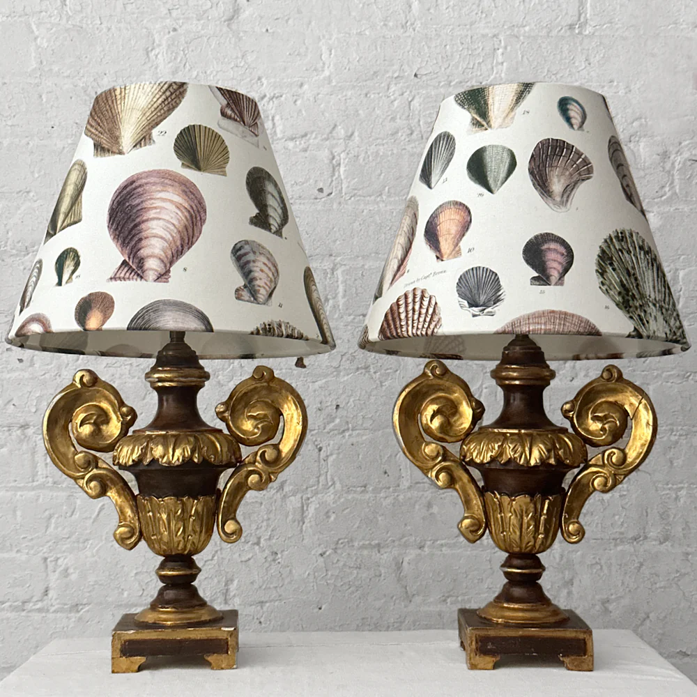 Custom John Derian for Designers Guild "Captain Thomas Brown Shells Oyster" Lampshade Pair - Image 2