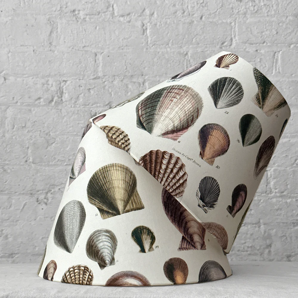 Custom John Derian for Designers Guild "Captain Thomas Brown Shells Oyster" Lampshade Pair - Image 4