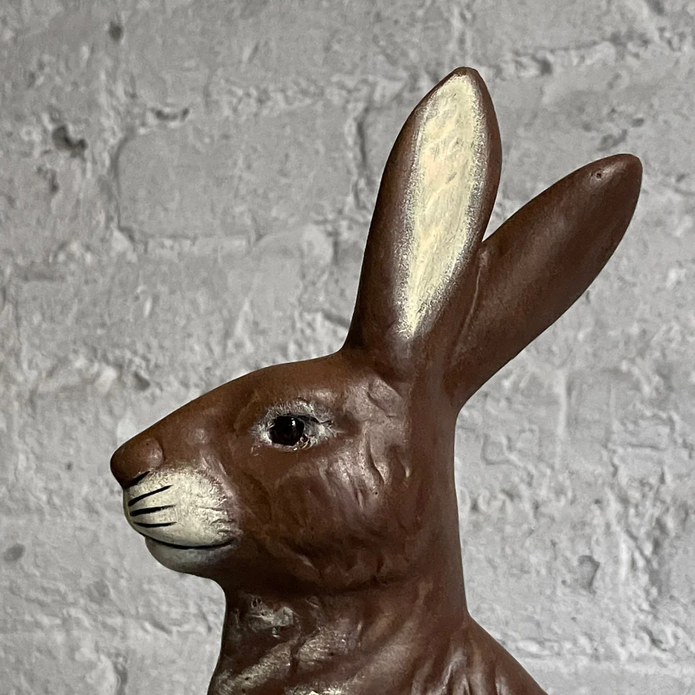 Dark Brown Papier Mâché Seated Bunny - Image 2