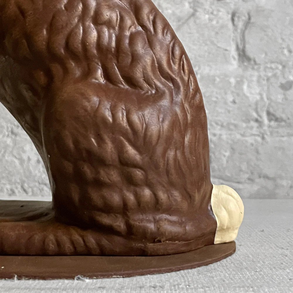 Dark Brown Papier Mâché Seated Bunny - Image 3